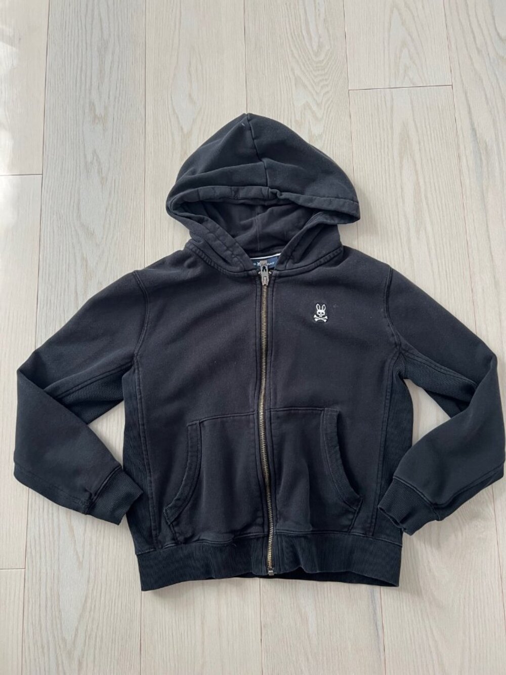 Psycho Bunny Kids Boy's Black Zip Hoodie Size 10/12 ( M )